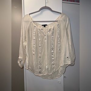 Beaded Tie in the Front Longsleeve Blouse, Size Small from American Eagle